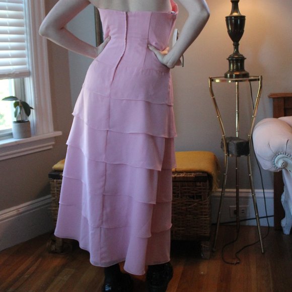Deadstock Tiered Pink Bridesmaid Gown - Picture 2 of 8